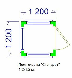 Пост-охраны «Стандарт» 1,2 х 1,2 м.